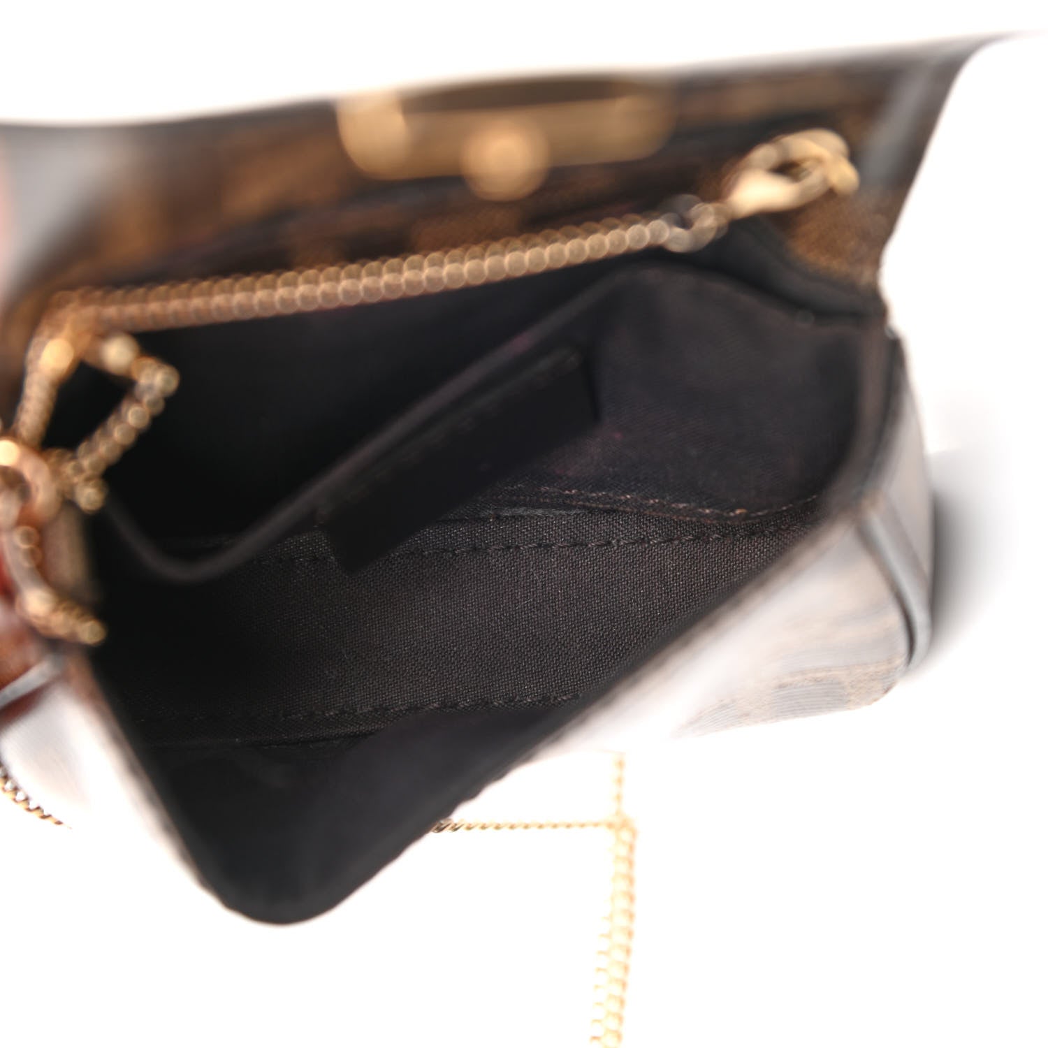 Fendi Glazed Fabric FF 1974 Nano Baguette Belt Charm Mogano Panna 5 of 10