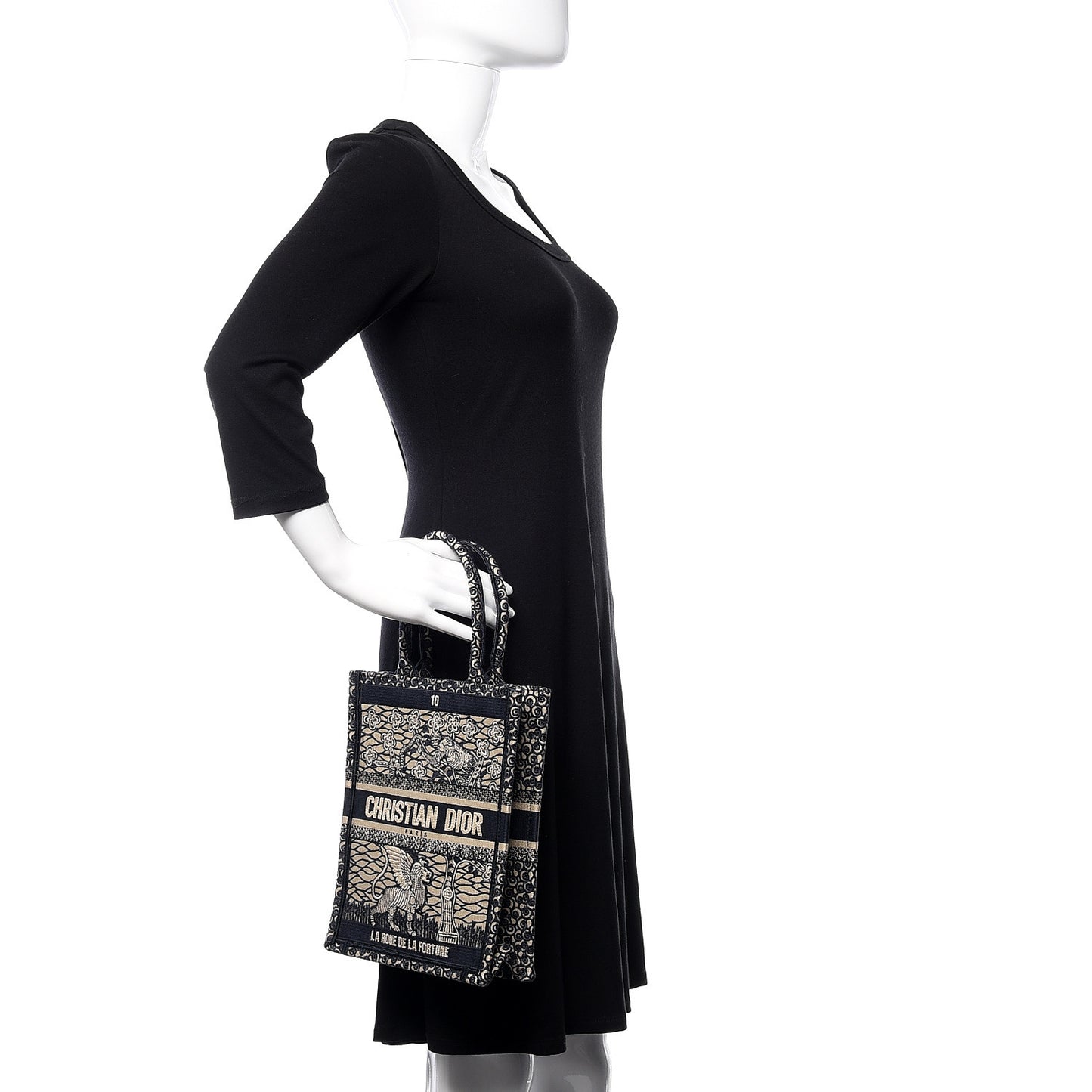 Embroidered La Roue La Fortune Tarot Vertical Book Tote Blue