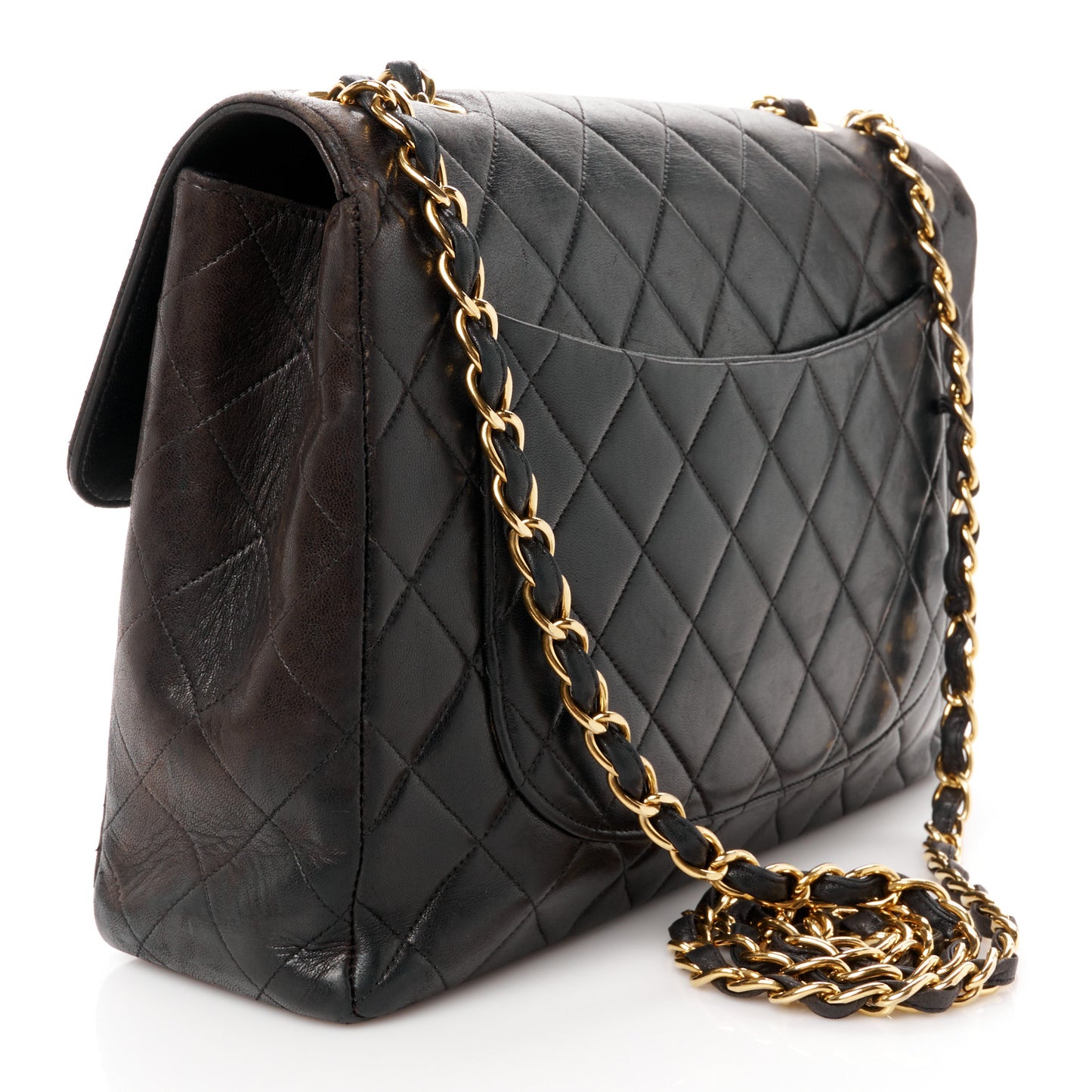 Lambskin Quilted XL Jumbo Single Flap Black