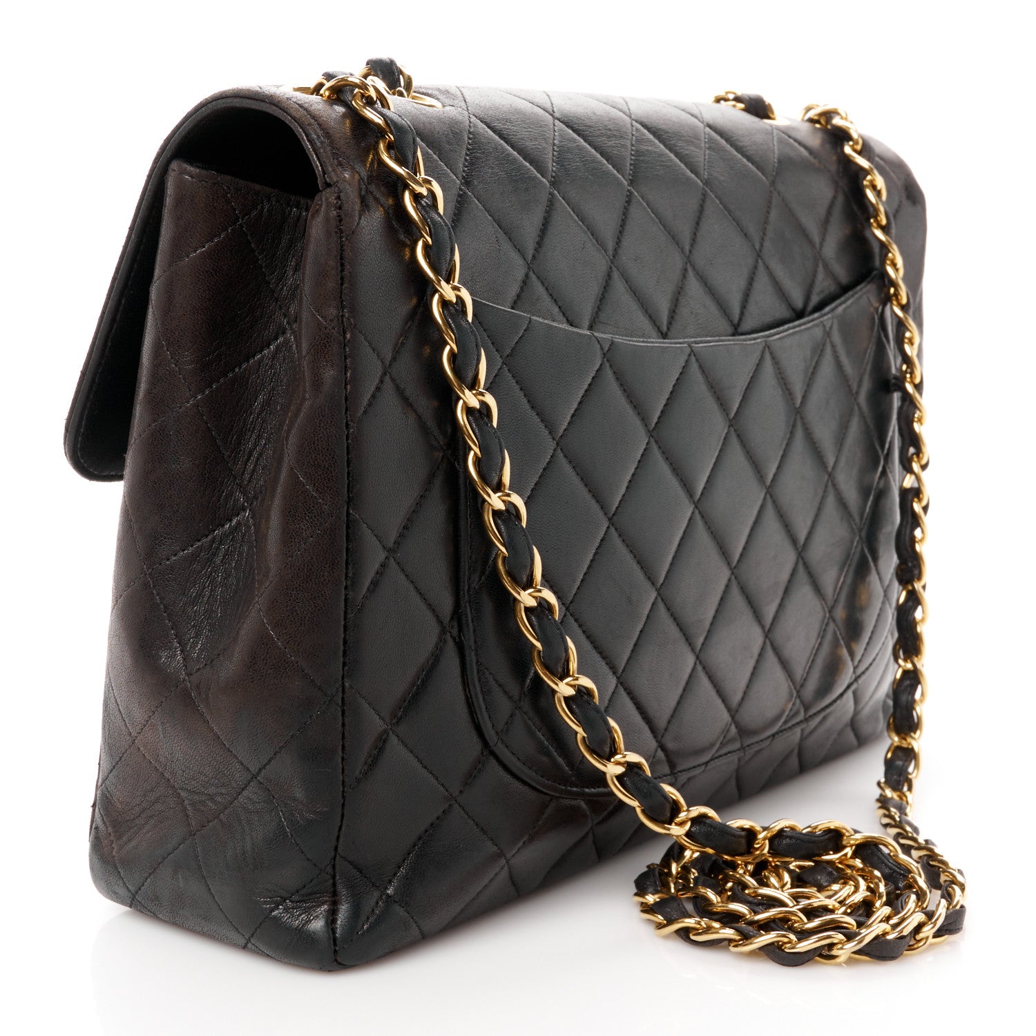 Chanel Lambskin Quilted XL Jumbo Single Flap Black 3 of 12