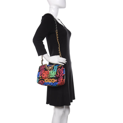 Chanel Fabric Printed Medium 19 Flap Black Multicolor 2 of 10