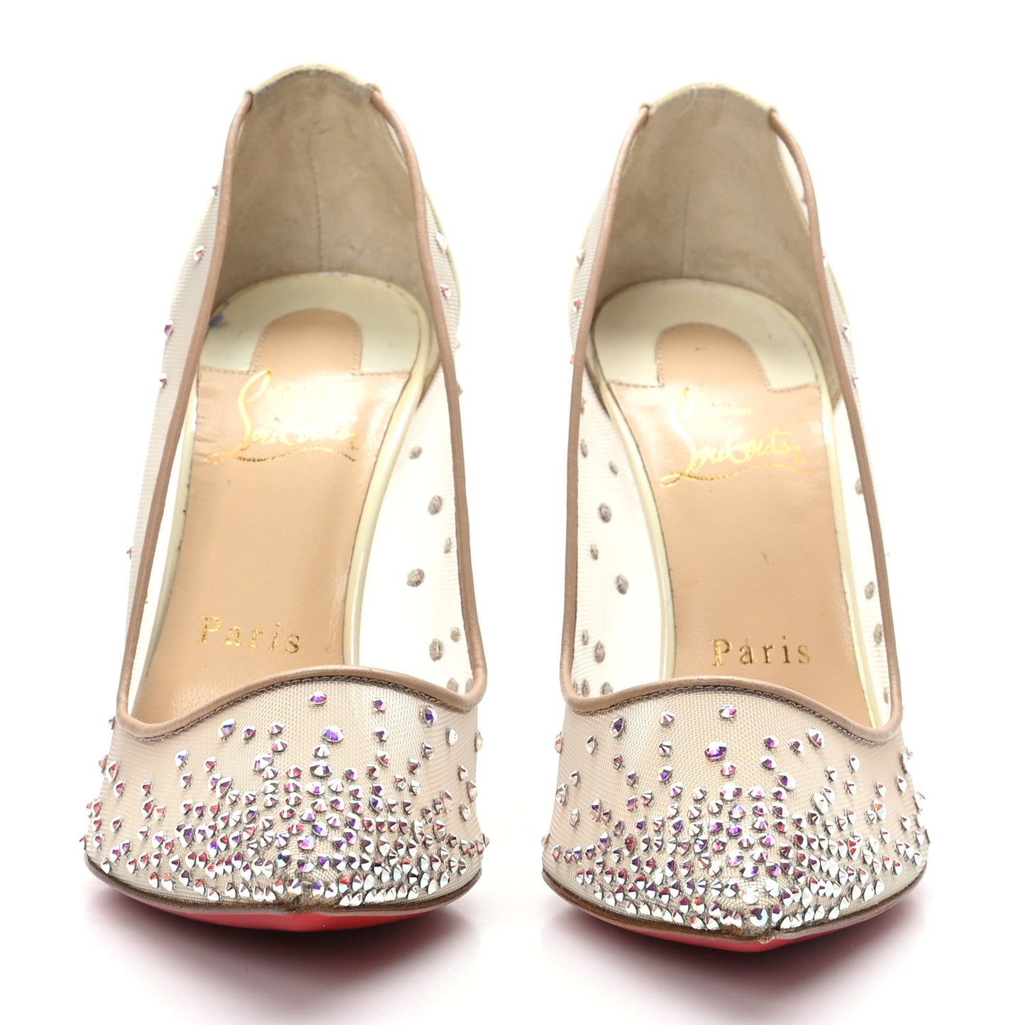 Metallic Nappa Crystal Strass Follies 100 Pumps 35.5 Ivory