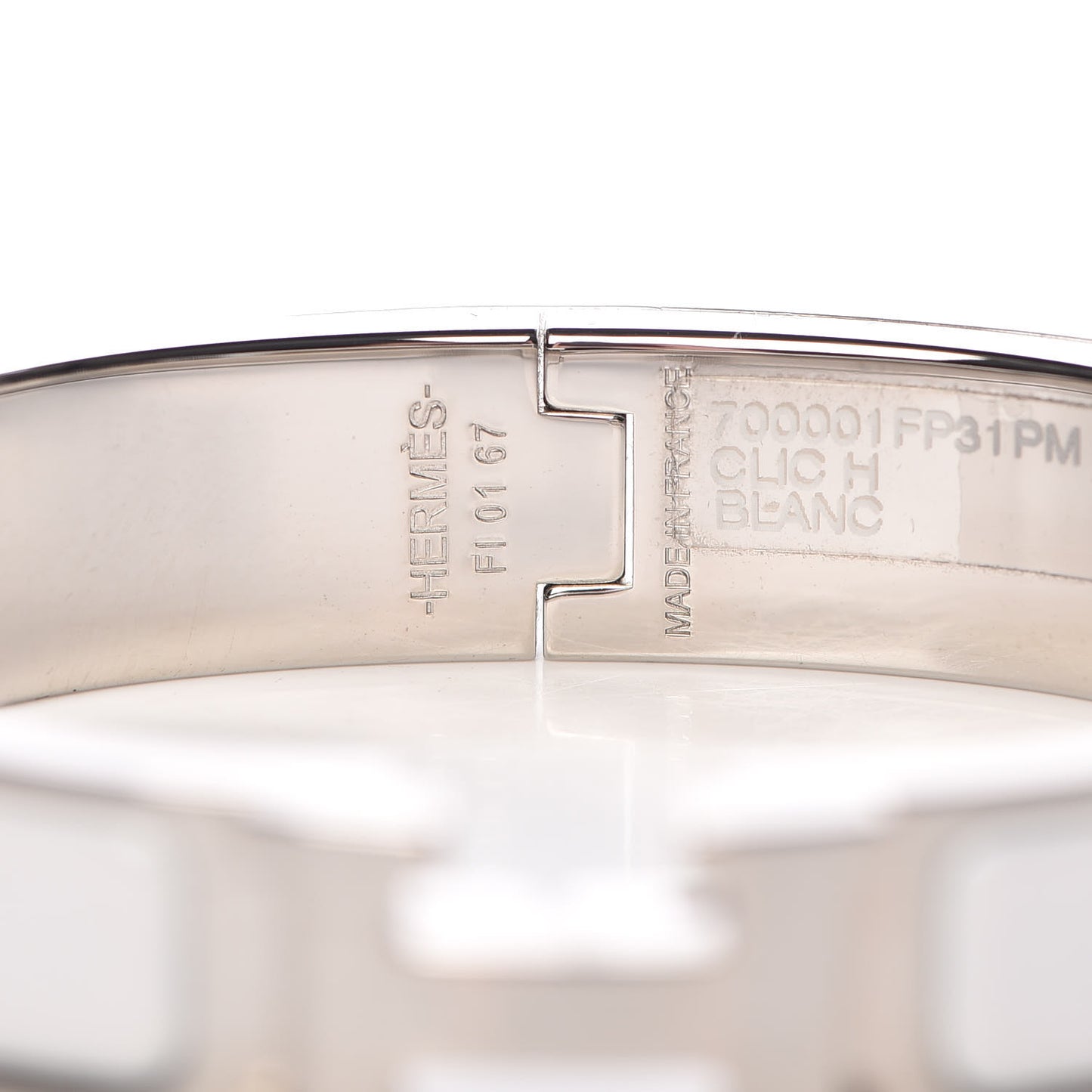 Enamel Narrow Clic Clac H Bracelet PM White