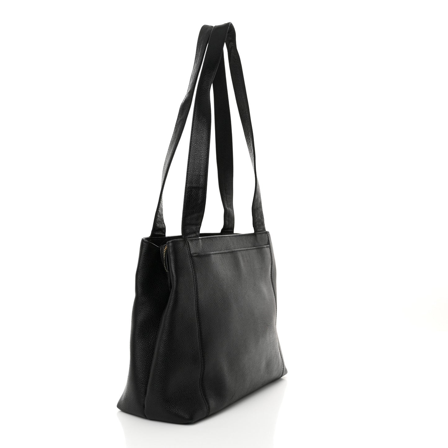 Caviar Embroidered Logo Shoulder Bag Black