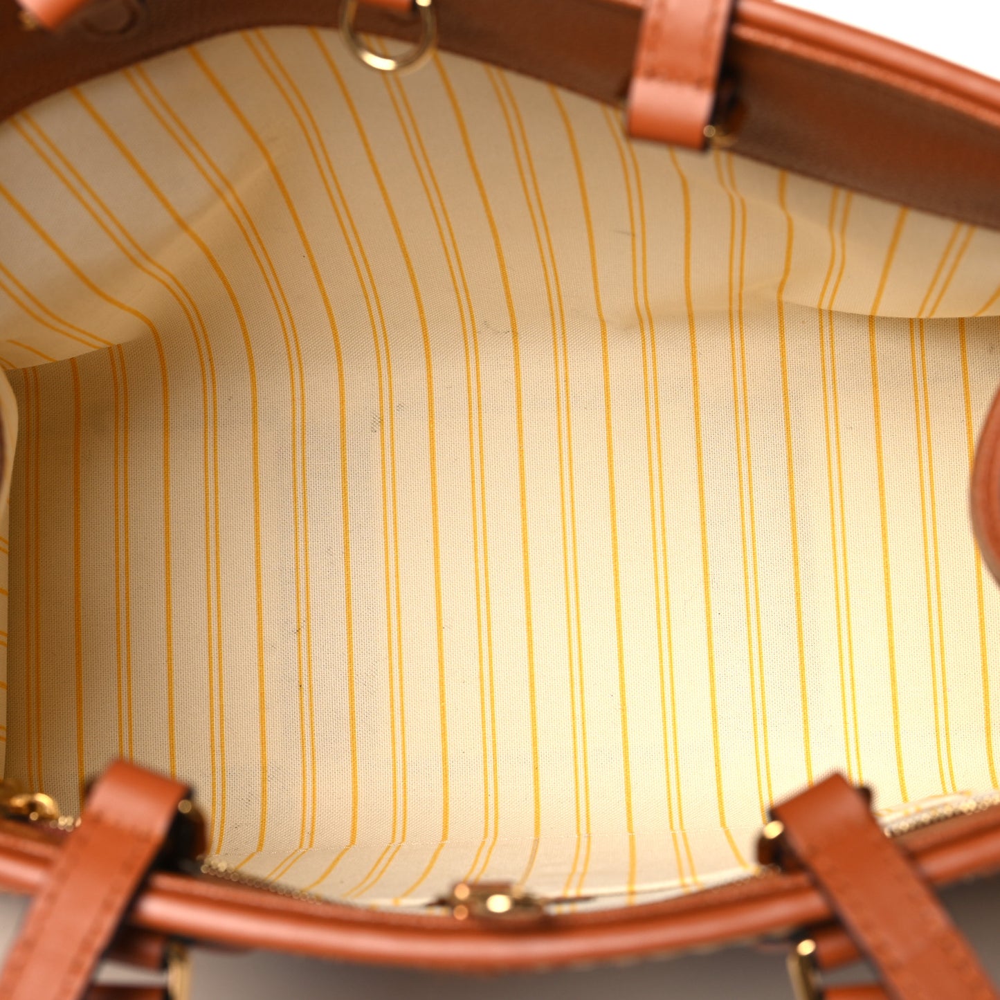 Raffia Calfskin Monogram Giant Onthego MM Tan
