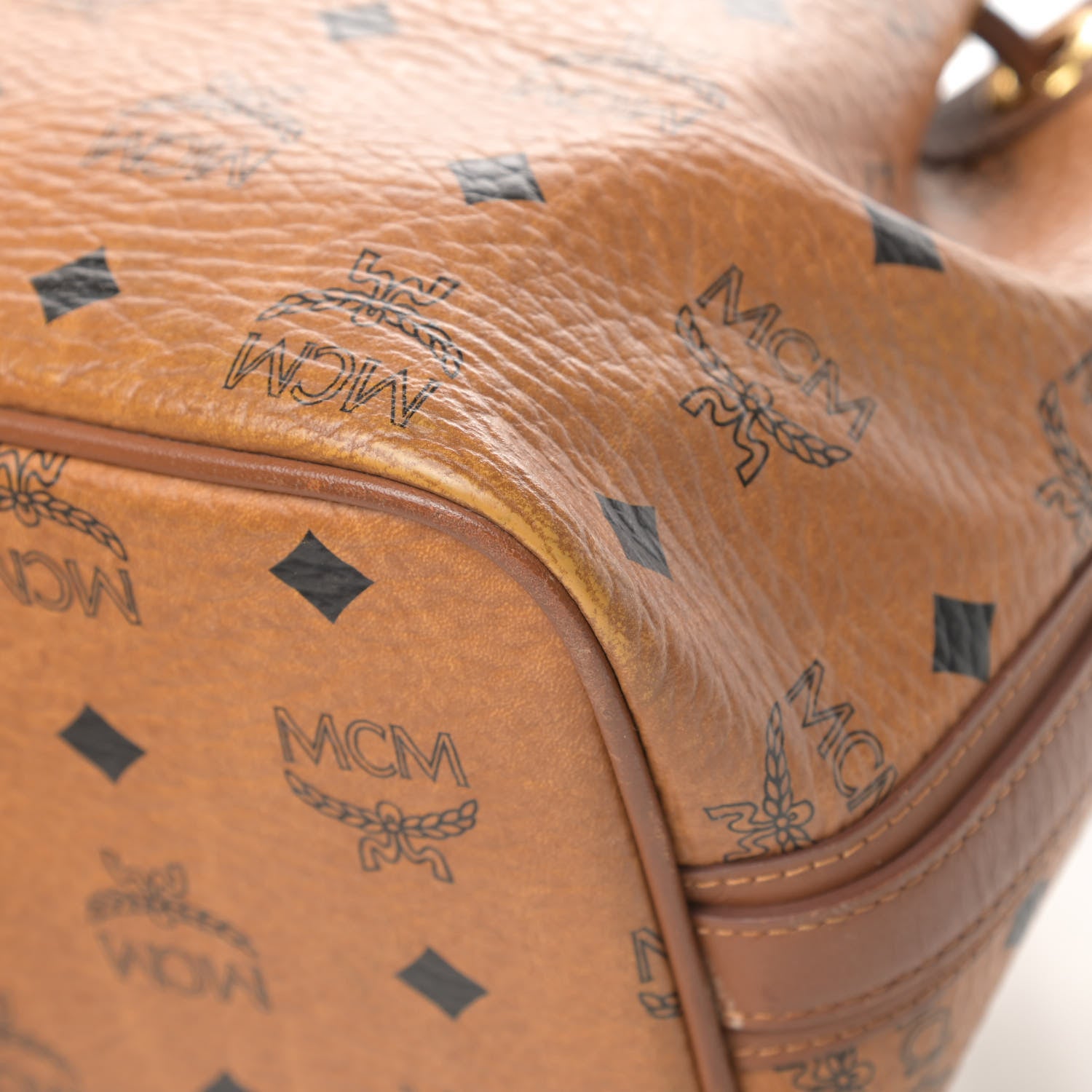 MCM Visetos Essential Drawstring Bucket Bag Cognac 11 of 17