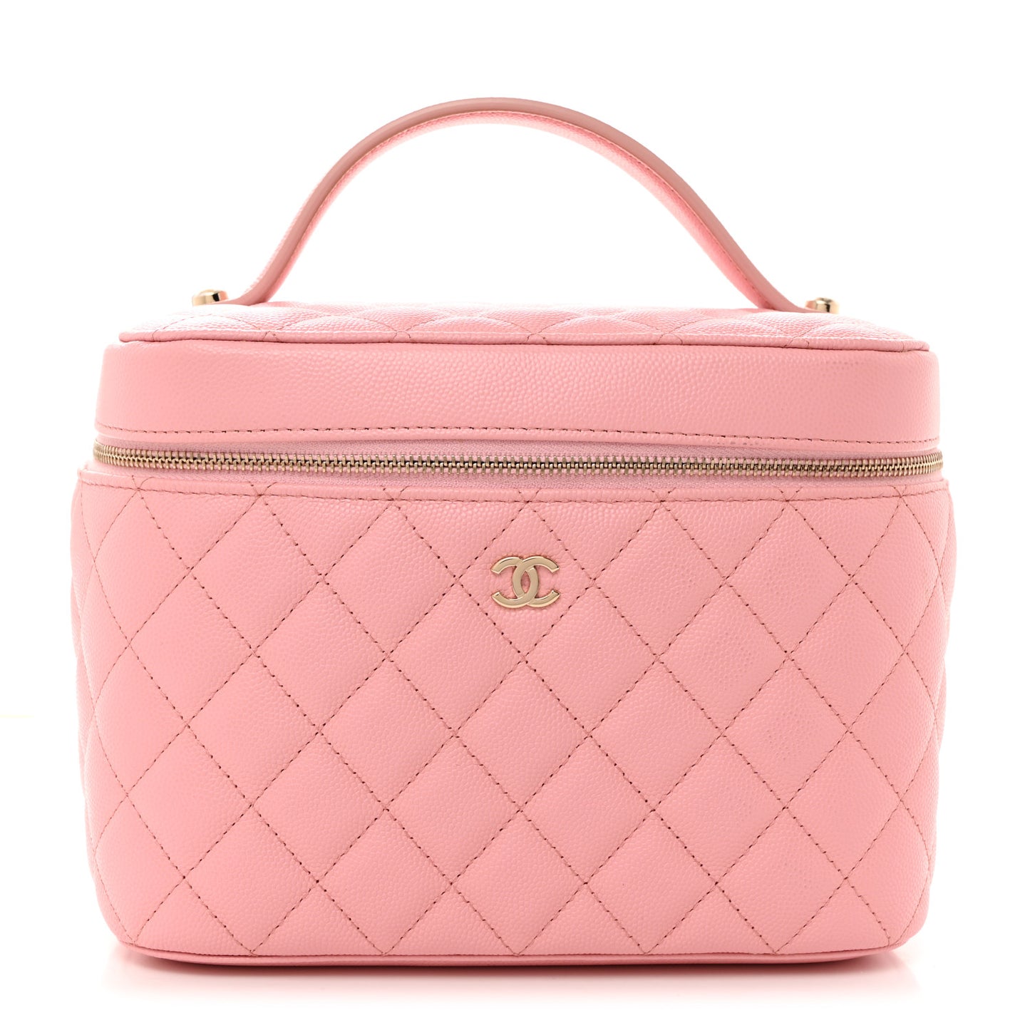 Caviar Quilted Large Vanity Pouch Pink