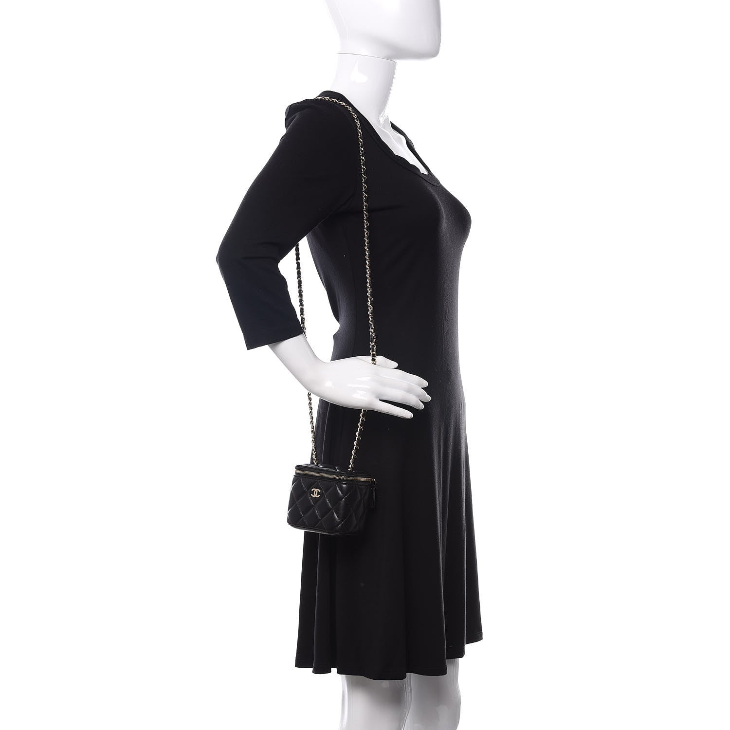 Chanel Lambskin Quilted Mini Vanity Case With Chain Black 2 of 10