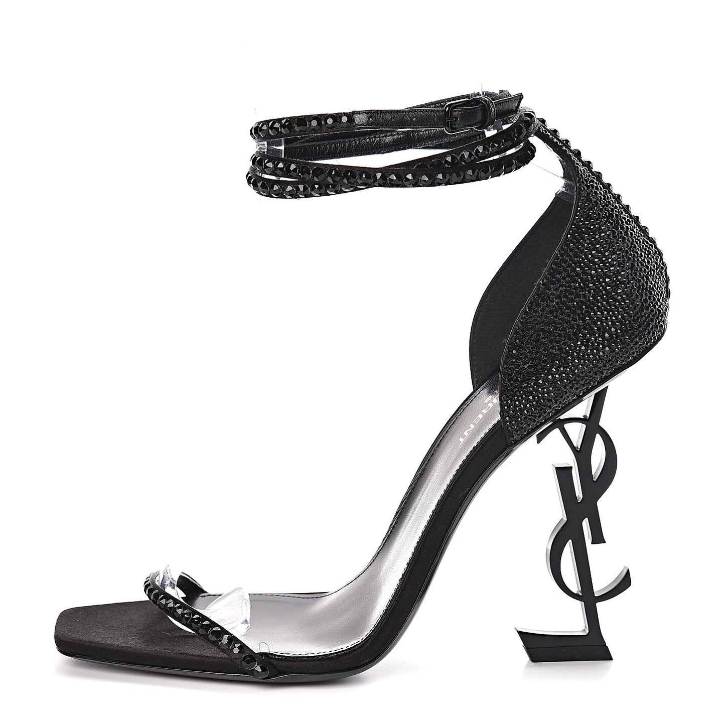 Satin Crystal Opyum Sandals 39.5 Black