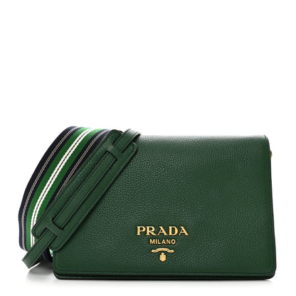 Prada Vitello Daino Double Strap Flap Crossbody Billardo 1 of 9