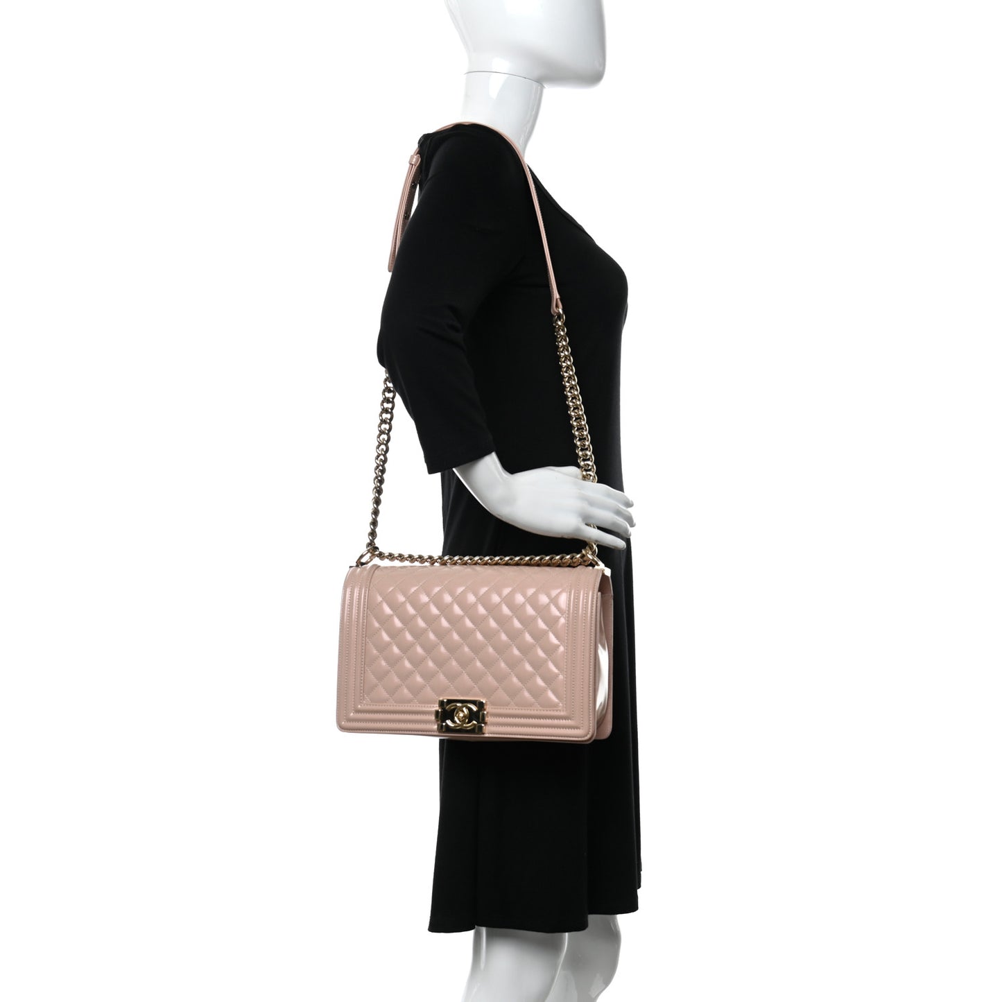 Patent Quilted New Medium Boy Flap Light Pink