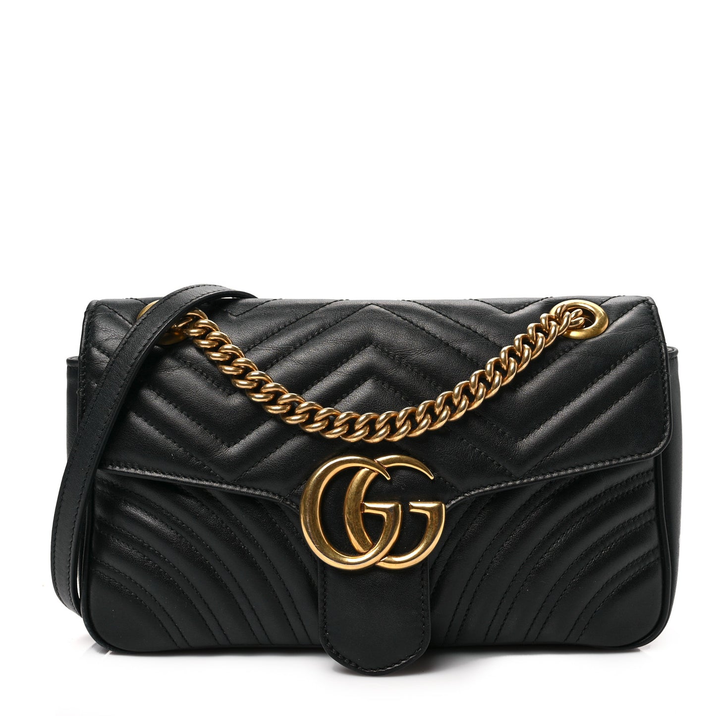 Calfskin Matelasse Small GG Marmont Shoulder Bag Black