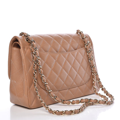 Chanel Caviar Quilted Jumbo Double Flap Beige 3 of 20
