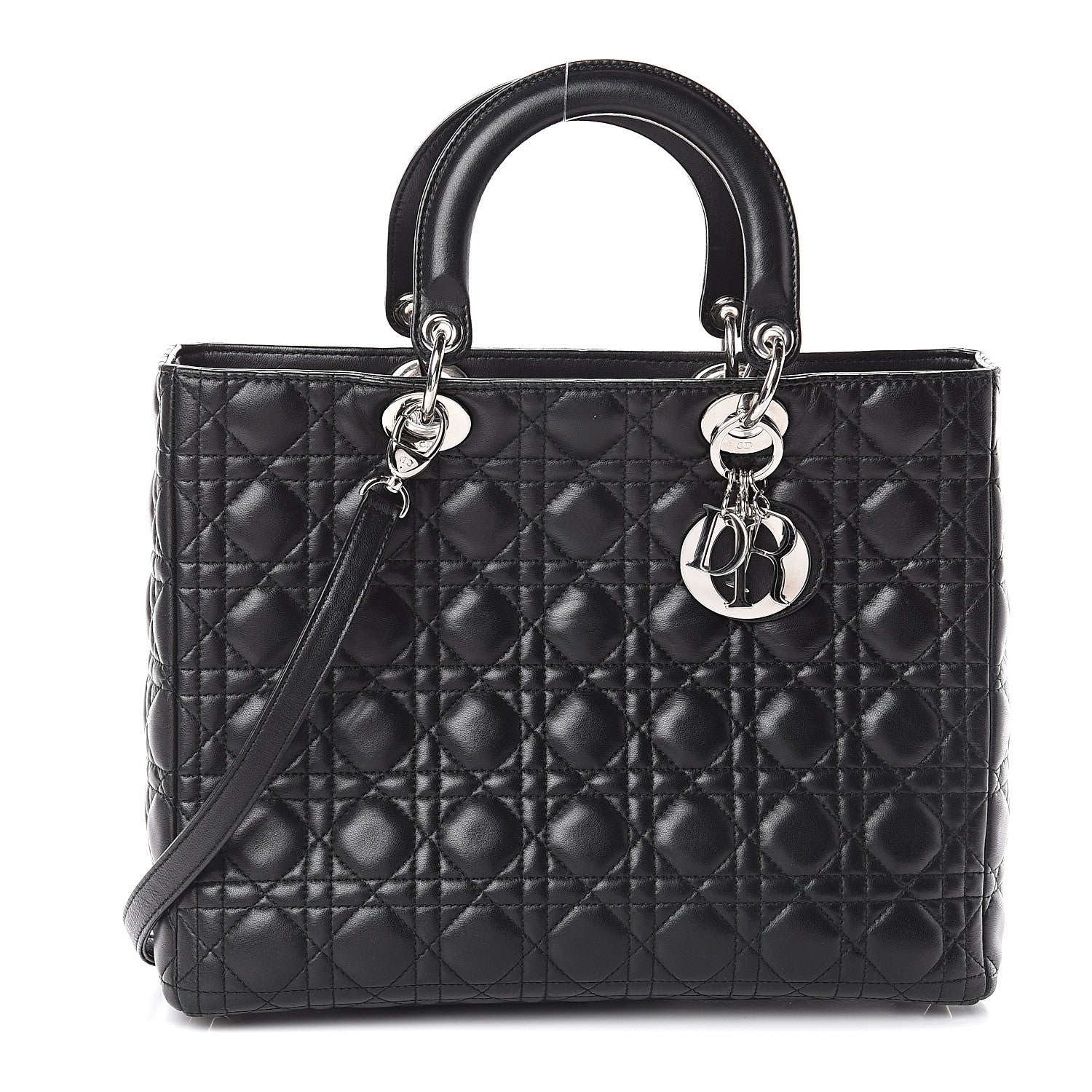 Christian Dior Lambskin Cannage Large Lady Dior Black 1 of 7