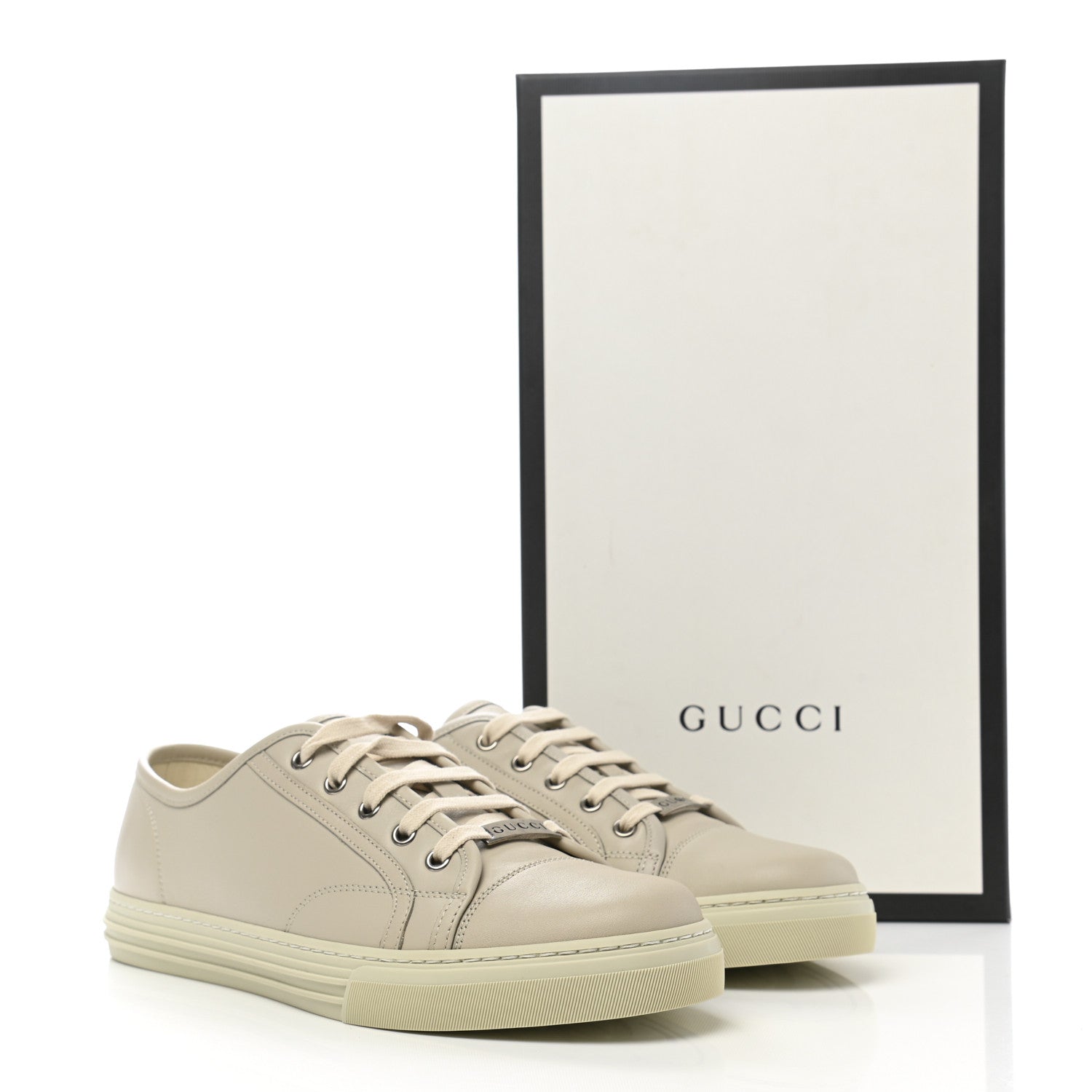Gucci Calfskin Miro Soft Mens Lace Up Sneakers 8.5 Mystic White 9 of 9