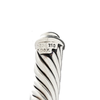 David Yurman Sterling Silver 18K White Gold Diamond 7mm Cable Classics Station Bracelet 4 of 4