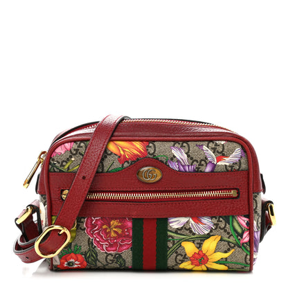Gucci GG Supreme Monogram Flora Web Mini Ophidia Shoulder Bag Red 1 of 10