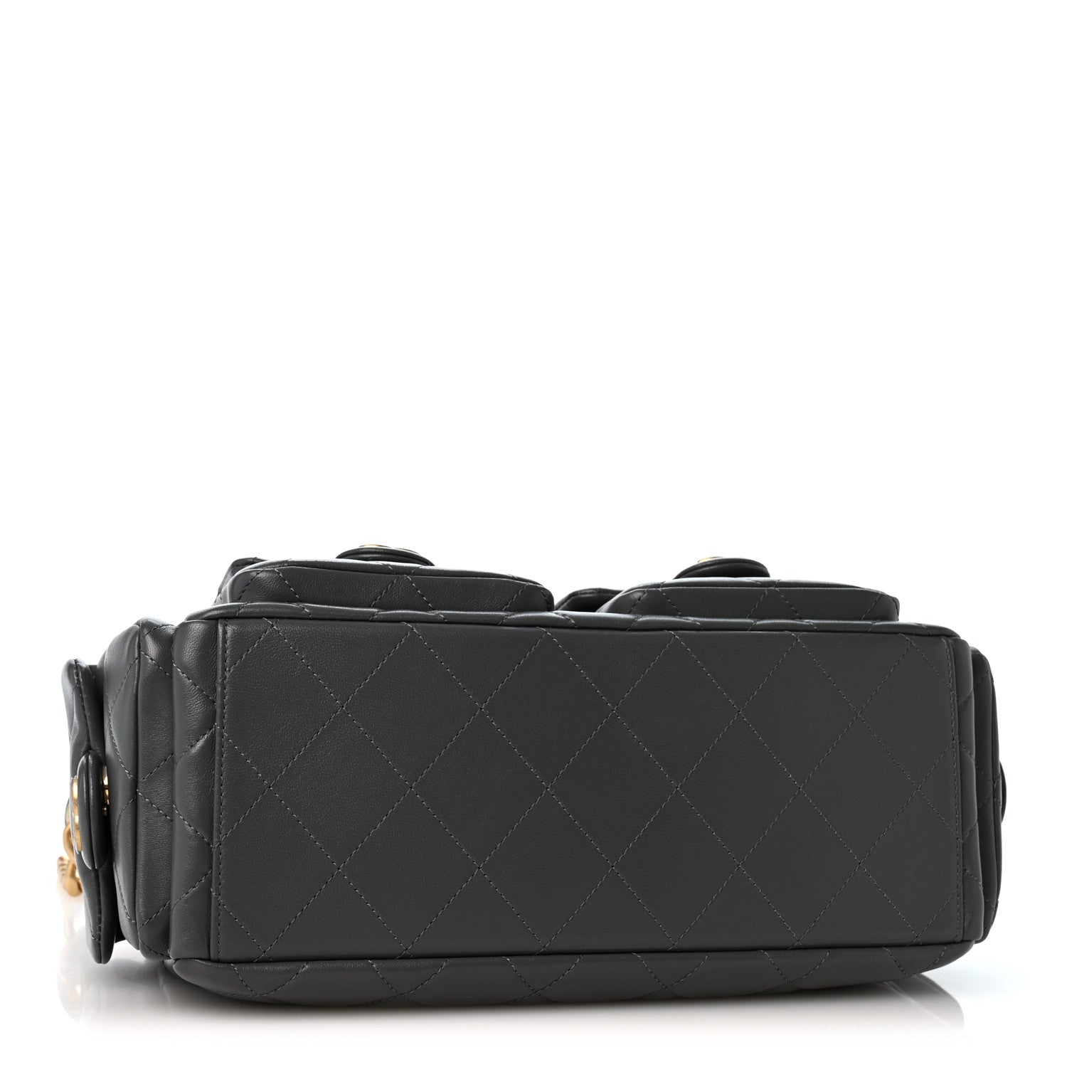 Chanel Shiny Lambskin Quilted Trendy Pockets Hobo Dark Grey 4 of 10