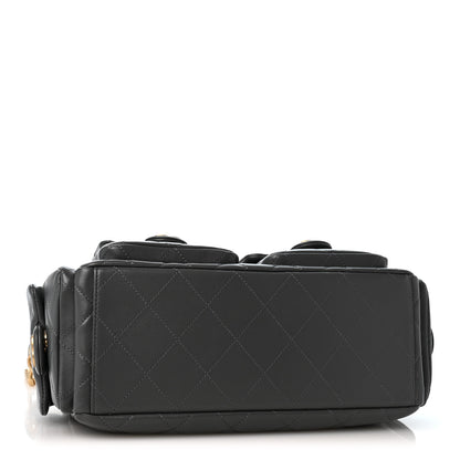 Chanel Shiny Lambskin Quilted Trendy Pockets Hobo Dark Grey 4 of 10