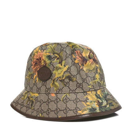 Gucci GG Supreme Monogram Azalea Calfskin Dusty Carnation Retro Interlocking G Bucket Hat S Beige Ebony Multicolor 1 of 10