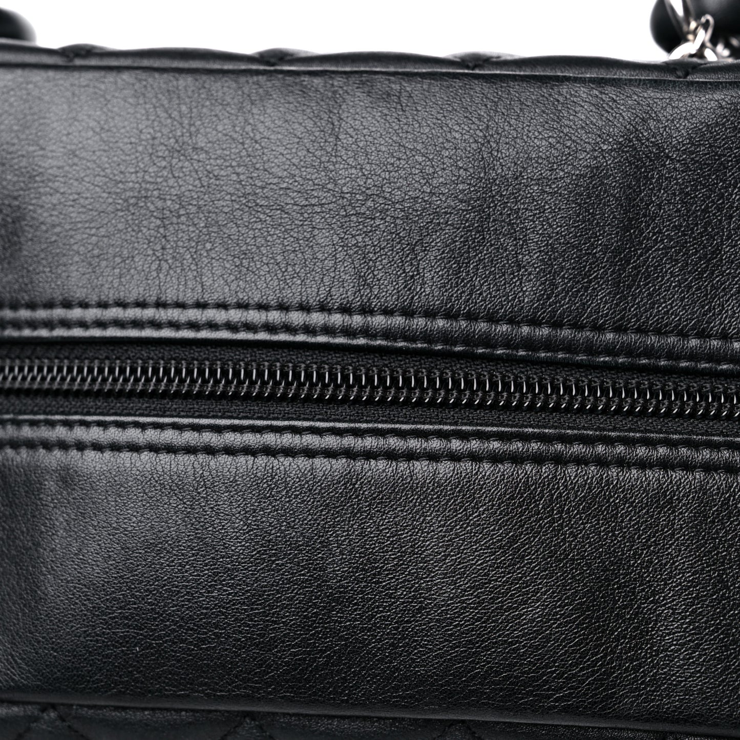 Calfskin Quilted Large Cambon Bowler Black
