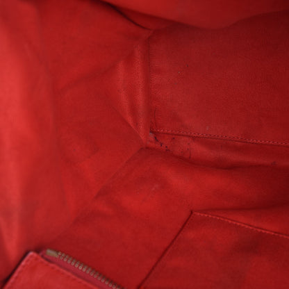 Celine Drummed Calfskin Shoulder Luggage Red 10 of 20