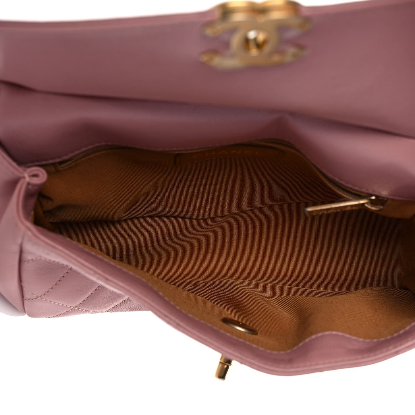 Lambskin Quilted Curved Flap Pink