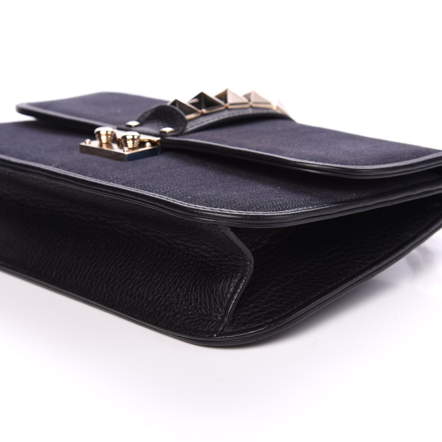 Valentino Garavani Denim Medium Glam Lock Rockstud Flap Deep Denim 7 of 8