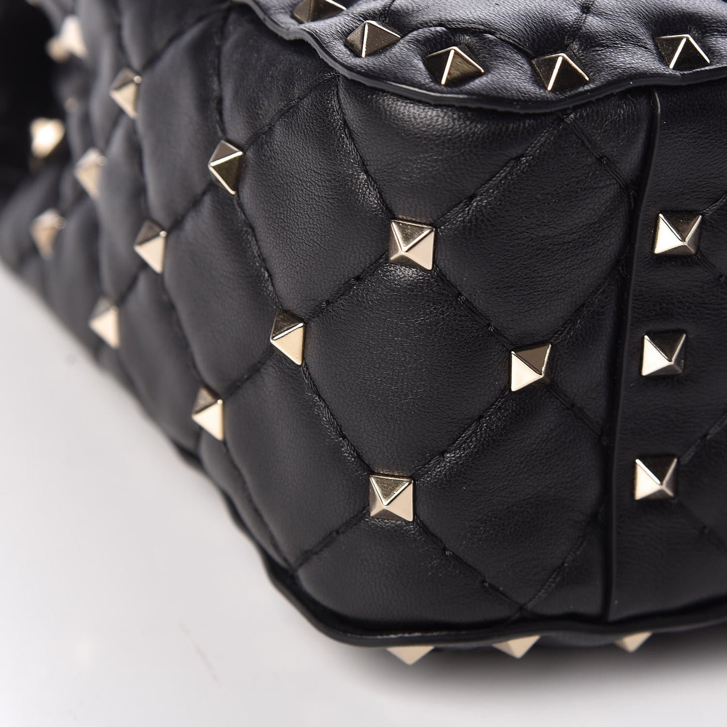 Lambskin Medium Rockstud Spike Shoulder Bag Black