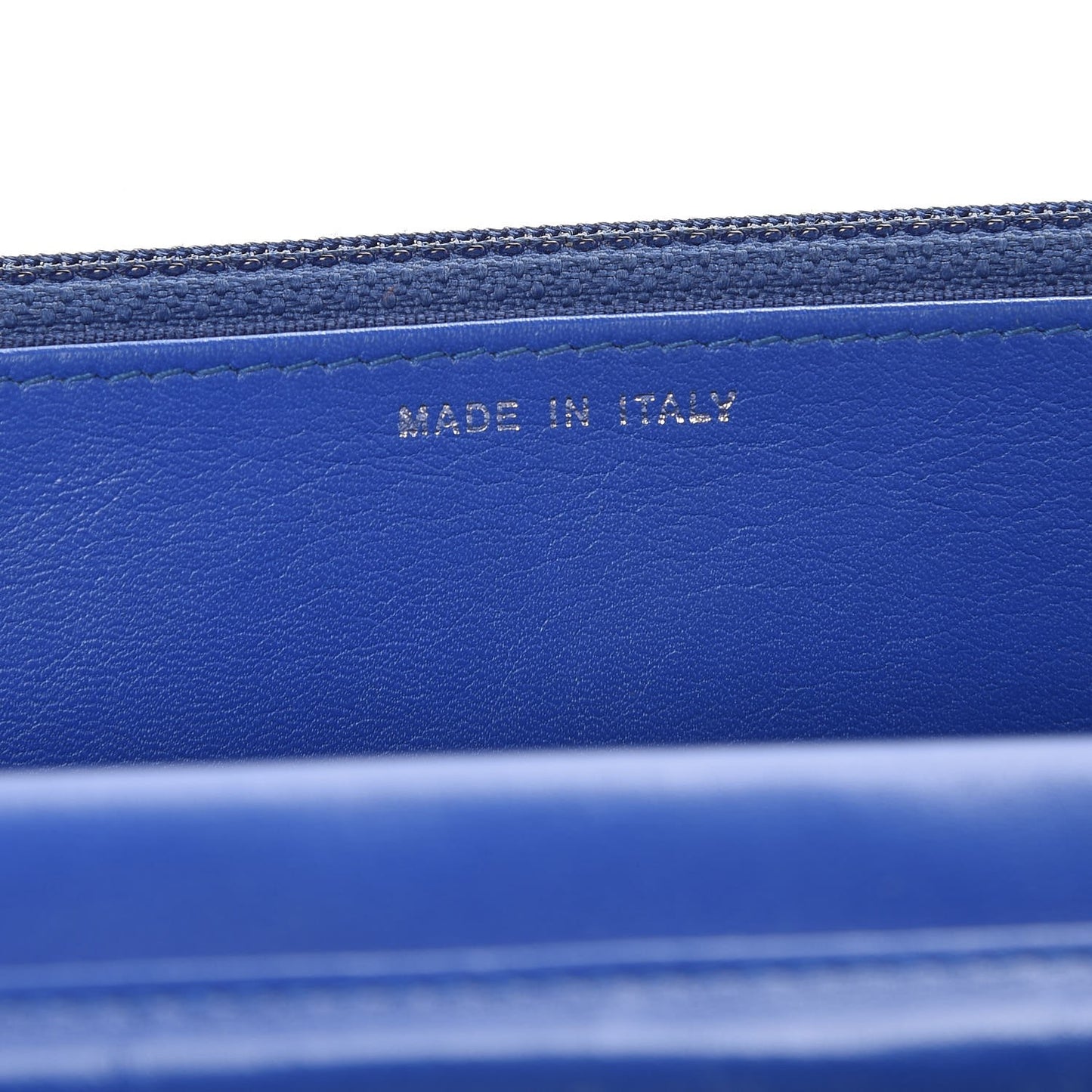 Patent Quilted Wallet On Chain WOC Blue