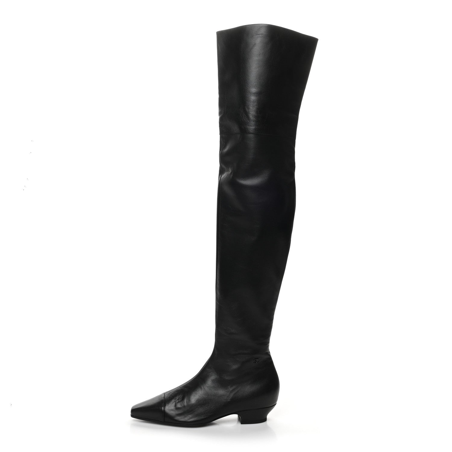 Chanel Lambskin Cap Toe Over the Knee Boots 35.5 Black 1 of 7