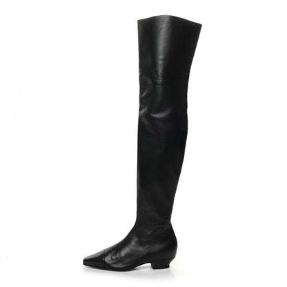 Chanel Lambskin Cap Toe Over the Knee Boots 35.5 Black 1 of 7