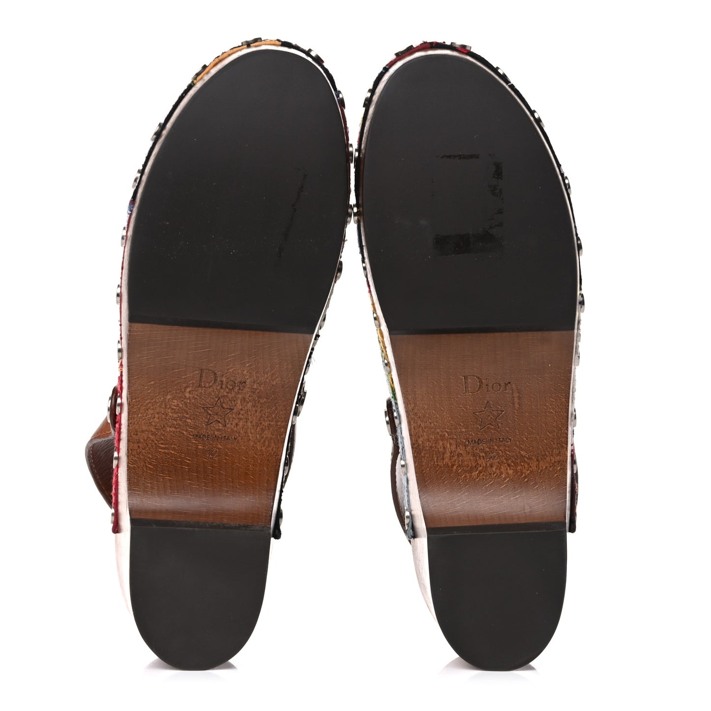 Canvas Patch Embroidered Diorquake 20mm Slingback Clogs 42 Multicolor