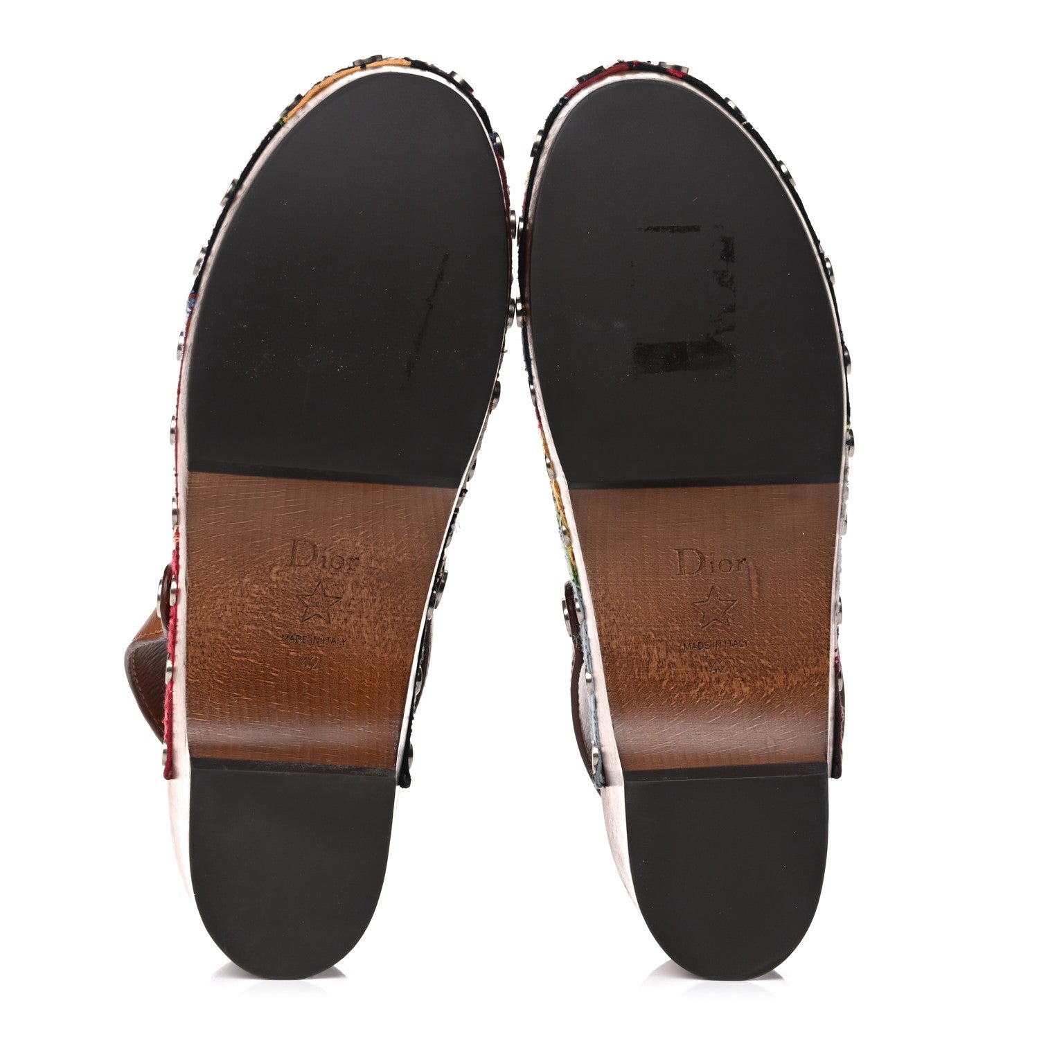 Christian Dior Canvas Patch Embroidered Diorquake 20mm Slingback Clogs 42 Multicolor 5 of 8