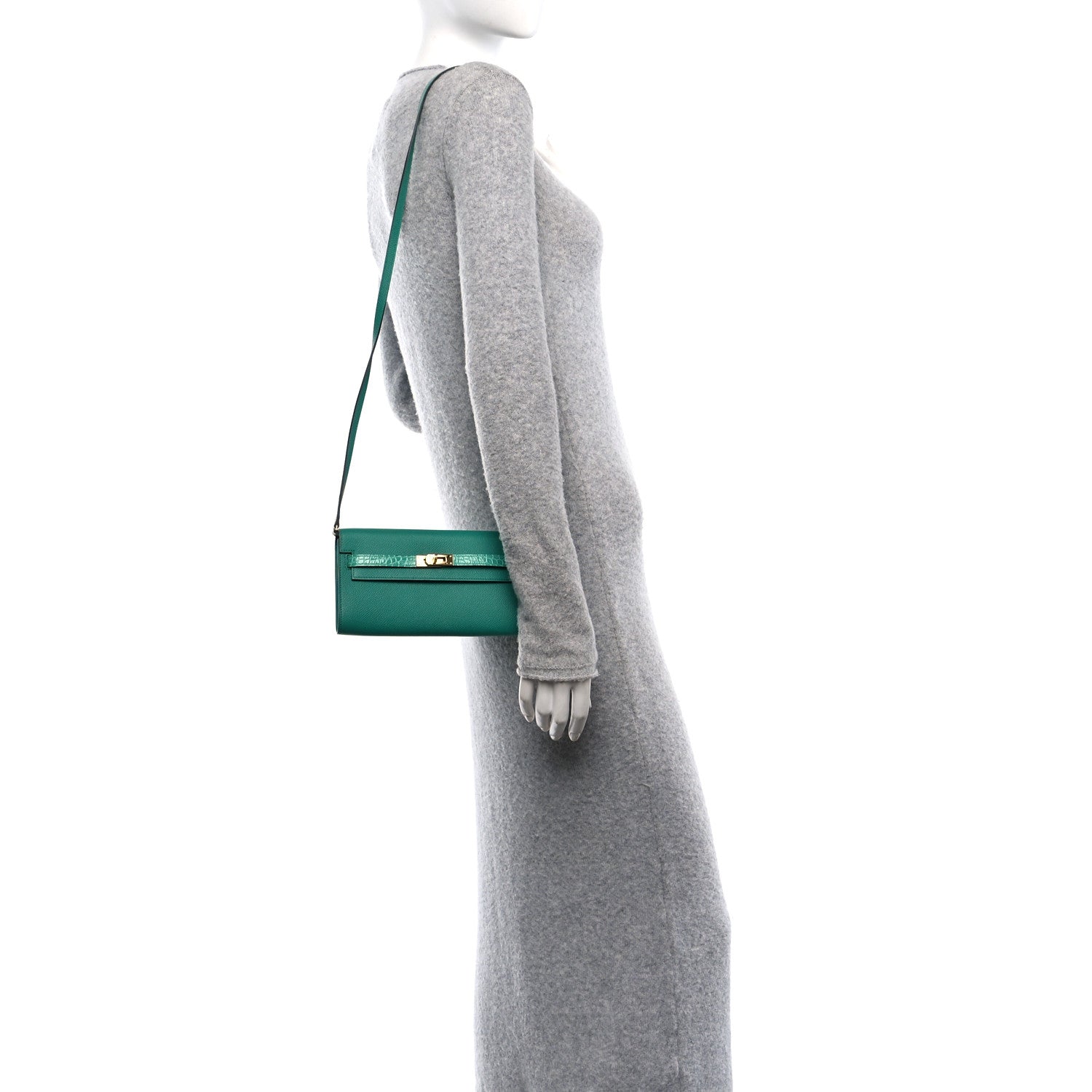 Hermes Epsom Shiny Alligator Touch Kelly Wallet To Go Vert Jade 2 of 11