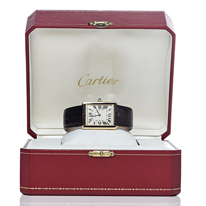 Cartier Stainless Steel 18K Yellow Gold Alligator 27mm Tank Solo Quartz Watch 9 of 9
