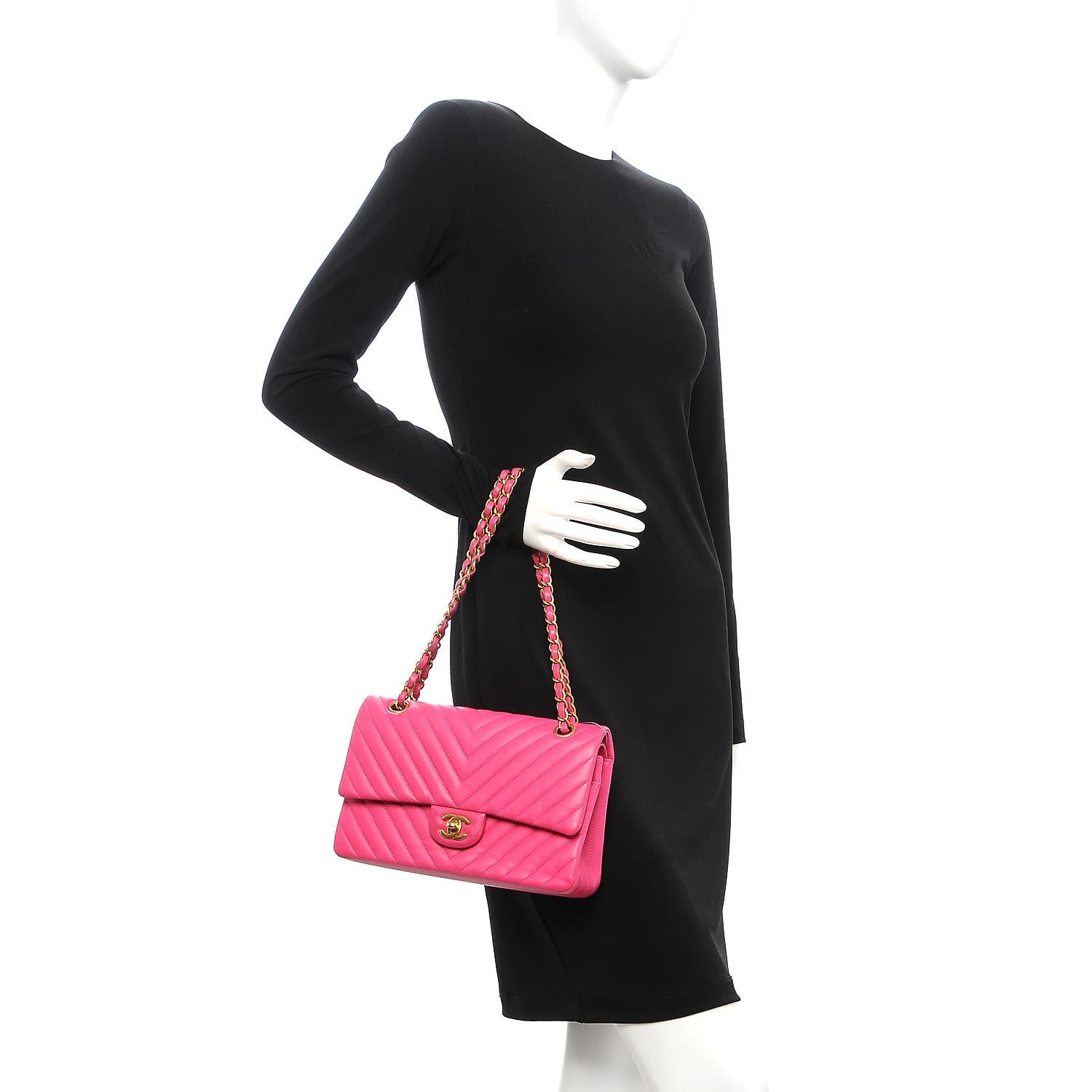 Chanel Lambskin Chevron Quilted Medium Double Flap Pink 3 of 8