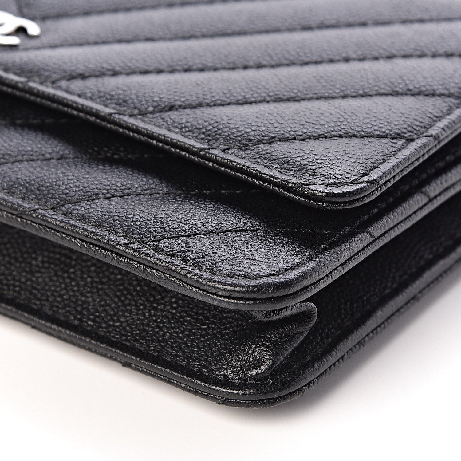 Chanel Caviar Chevron Quilted Wallet On Chain WOC Black 10 of 13