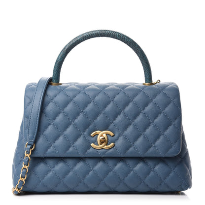 Chanel Caviar Lizard Quilted Small Coco Handle Flap Blue 1 of 10