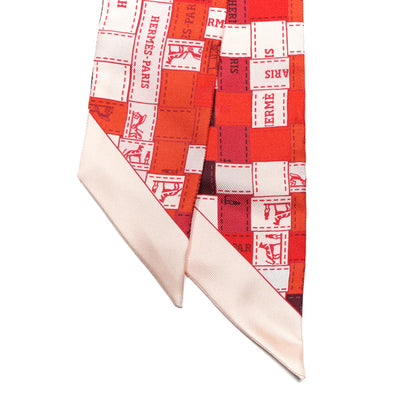 Hermes Silk Bolduc Au Carre Twilly Rouge Bordeaux Creme 2 of 4