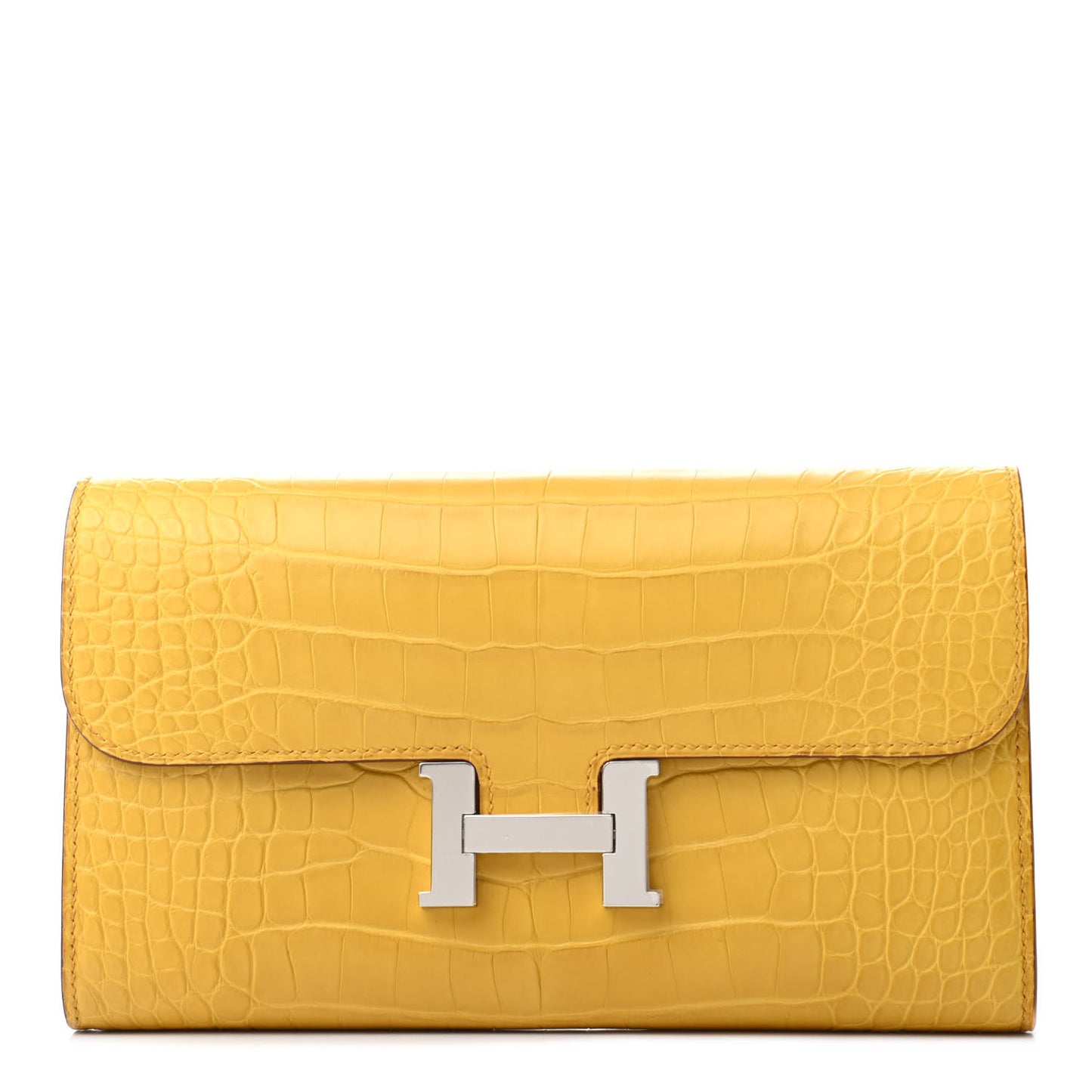 Matte Alligator Constance Long Wallet Jaune Ambre