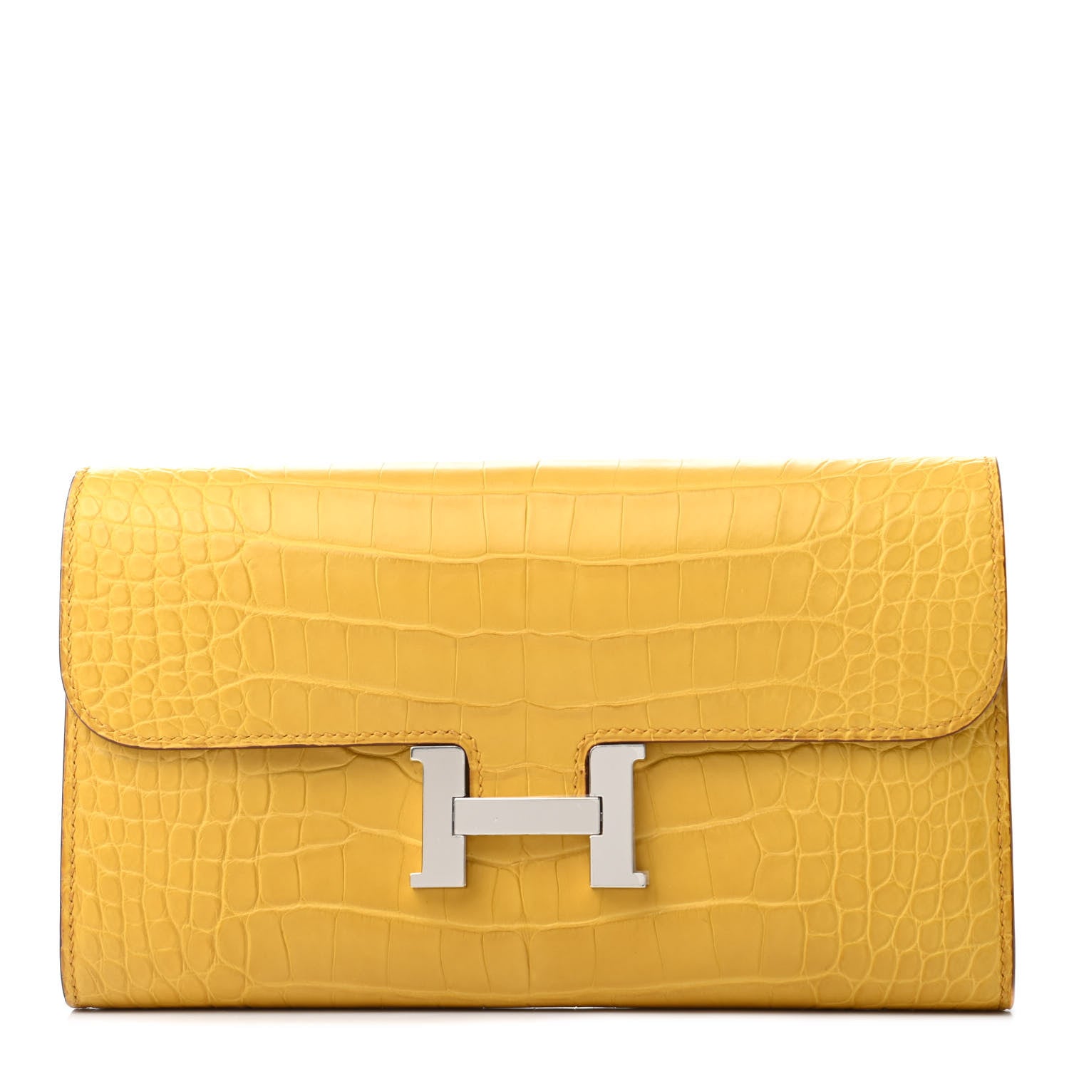 Hermes Matte Alligator Constance Long Wallet Jaune Ambre 1 of 6