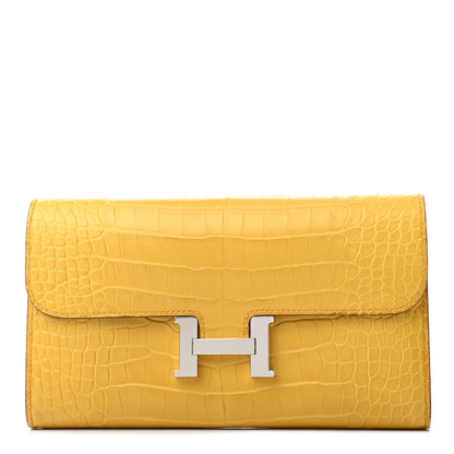 Hermes Matte Alligator Constance Long Wallet Jaune Ambre 1 of 6