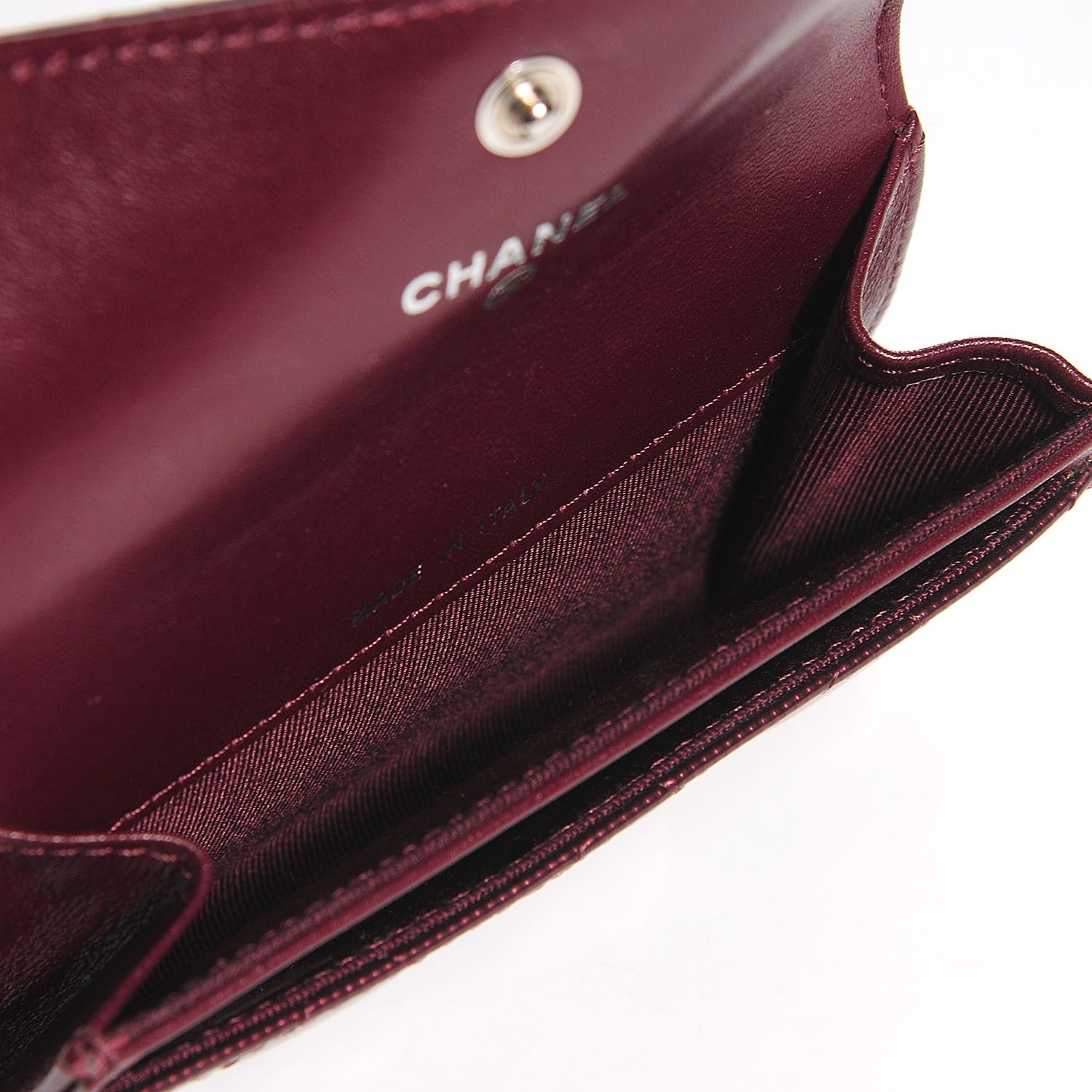 Chanel Striated Patent Quilted Card Holder Burgundy 5 of 9