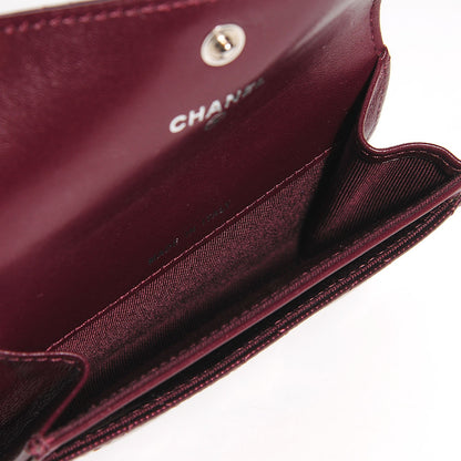 Chanel Striated Patent Quilted Card Holder Burgundy 5 of 9