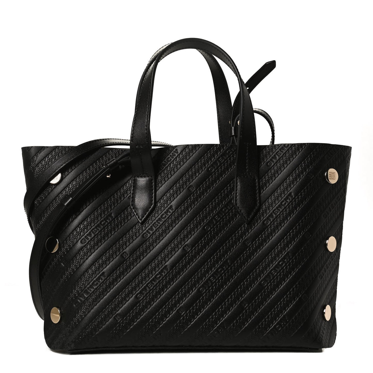 Calfskin Chain Embossed Mini Bond Shopper Tote Black