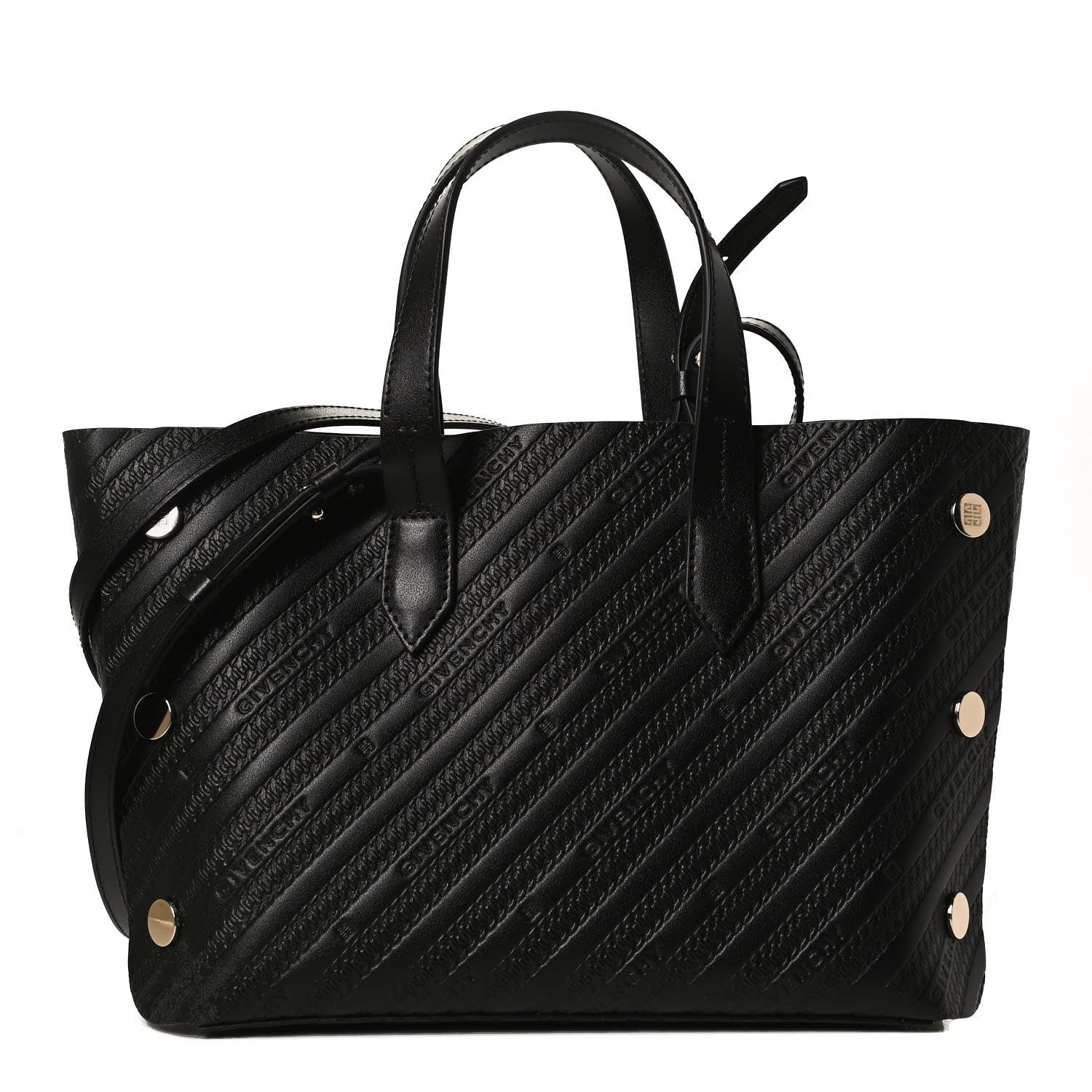 Givenchy Calfskin Chain Embossed Mini Bond Shopper Tote Black 1 of 11