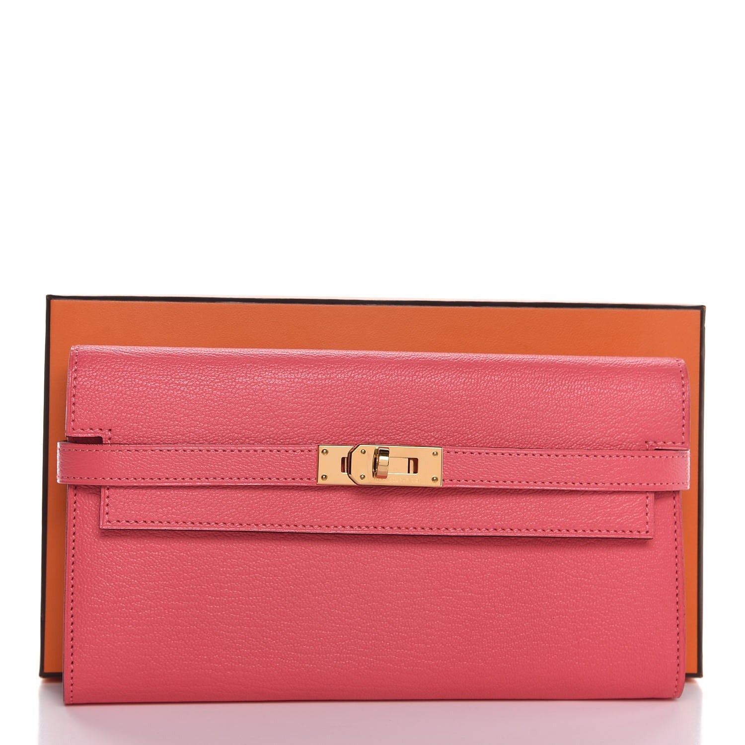 Hermes Chevre Mysore Kelly Longue Wallet Rose Lipstick 10 of 10