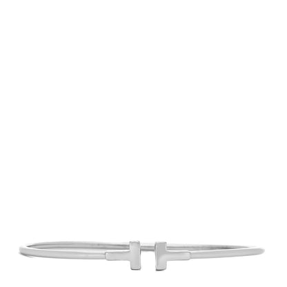 Tiffany 18K White Gold Narrow T Wire Bracelet 2 of 8
