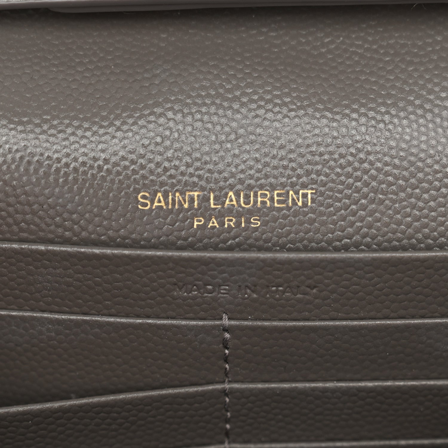 Saint Laurent Grain De Poudre Matelasse Chevron Monogram Chain Wallet Fog 6 of 11